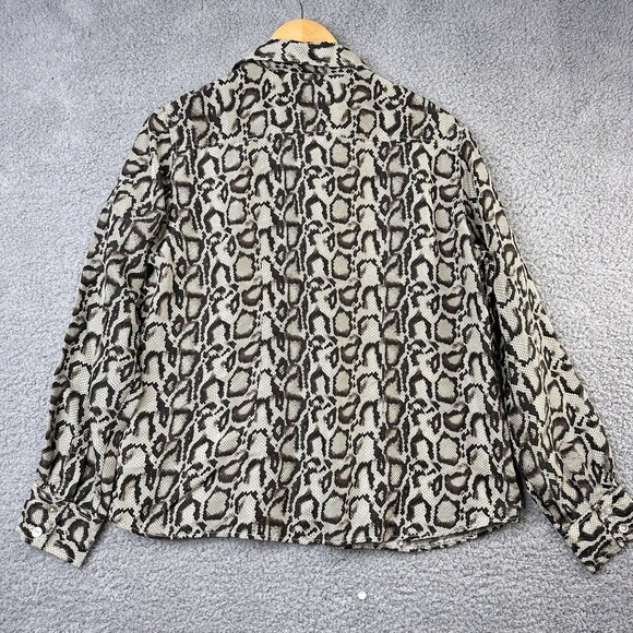 100% Silk Animal Print Blouse Women’s Medium Long Sleeve Button Front Top - Picture 8 of 11
